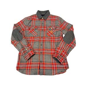 Roark Revival Nordsman Plaid Wool Blend Flannel Shirt Grey Red Mens Large L